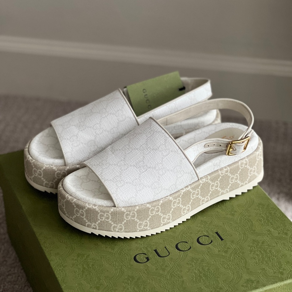 Gucci GG canvas print platform sandals